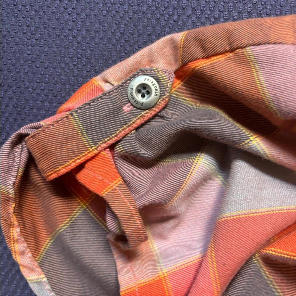 Patagonia Women's Plaid Blouse in Orange and Gray - Picture 3 of 6